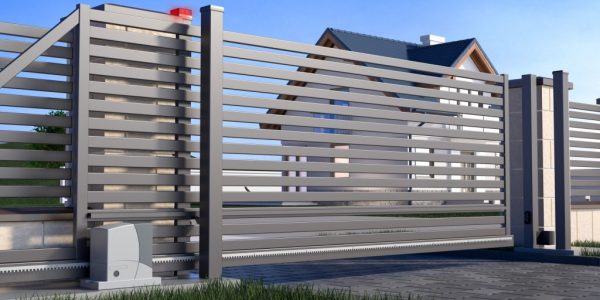 Gate and house 3D illustration